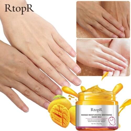 RtopR Mango Moisturizing Hand Wax Whitening Nourishing Skin Hand Mask Exfoliating Calluses Anti-aging Repair Dry Skin Care Scrub