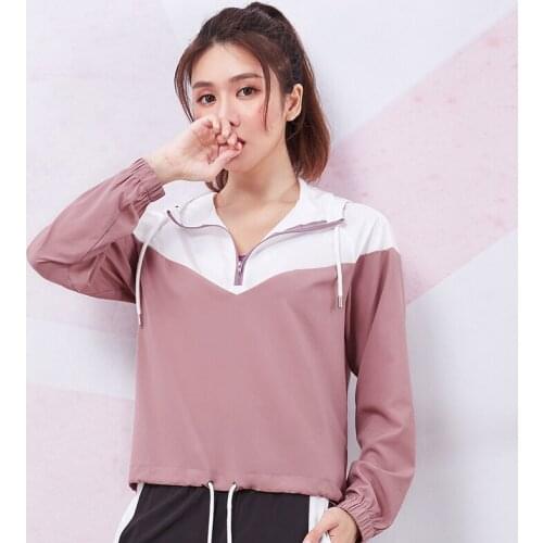 Vansydical Womens Running Jacket Windbreaker Hoodies Gym Windproof Running Hooded Jacket Sportswear Training Fitness Yoga Tops