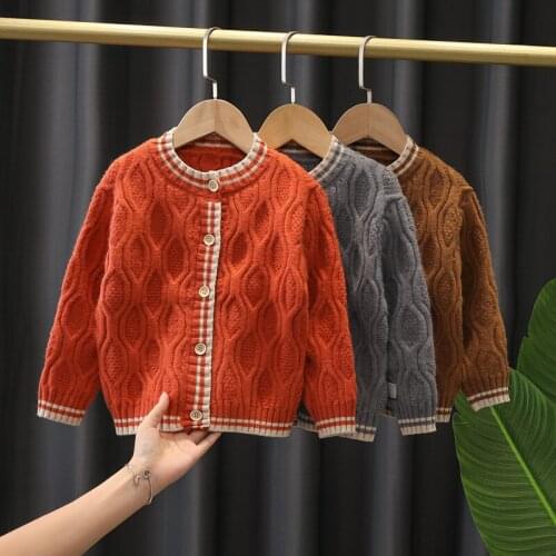 Knitted Outwear Coat Winter Kids Baby Girls Boys Autumn Winter Full Sleeve Solid Toddler Children Girls Cardigan Sweater 1-5Y