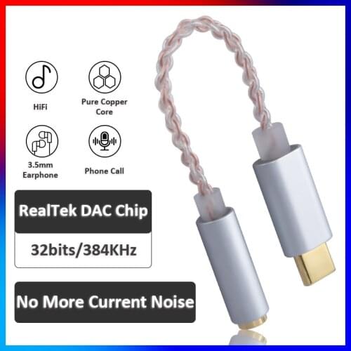 High Quality HIFI DAC earphone Amplifier USB Type C to 3.5mm Headphone audio adapter 32bit 384kHz Digital Decoder AUX Converter