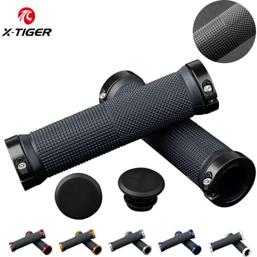 X-TIGER Bicycle Handlebar Aluminum Alloy Soft Rubber Bike Grips Anti-slip Comfortable Bilateral Locking Cycling Handle Bar Cover
