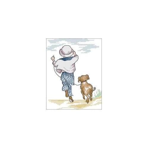YIXIAO Counted Cross Stitch Kit Cross stitch RS cotton with cross stitch Yesterday series - boys and dogsDIM35019
