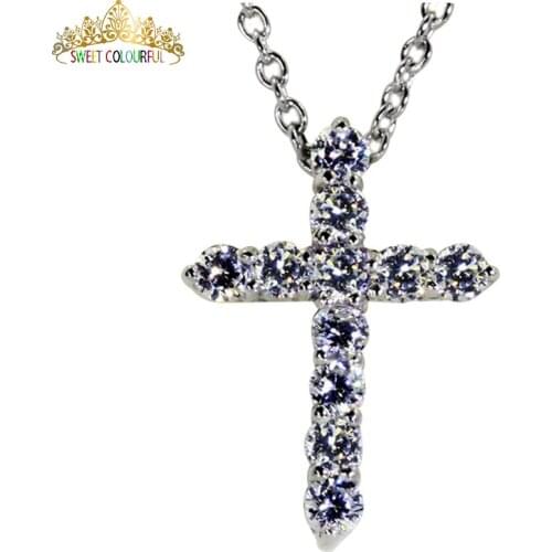 Jewelry 18K gold moissanite Diamond cross Necklace Wedding gifts MO-01-3