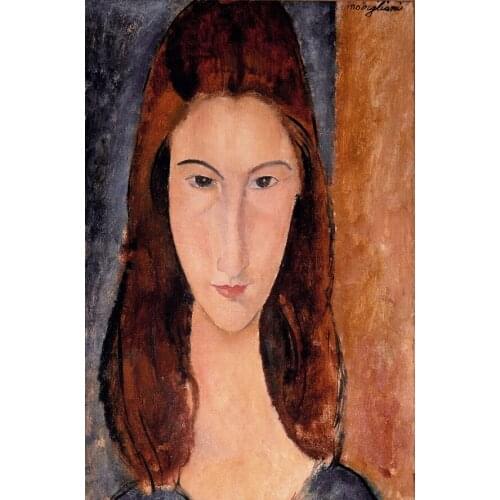 Hand Made Figure Oil Painting Modern Abstract Art Portrait of Jeanne Hebuterne by Amedeo Modigliani Painting on Canvas Vertical