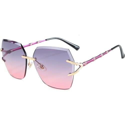 DENISA Gradient Sunglasses Ladies Fashion Glassses Legs Design Rimless Sunglasses Women 2019 Uv400 Blue Shades For Women G99806