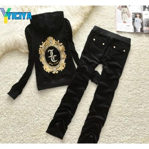 YICIYA Autumn and winter 2021 velvet suit printed diamond slim casual sports Yoga suit,tracksuit women,crop top,met,pants,sets