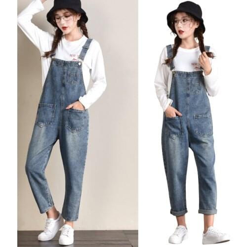 Jumpsuit Loose Denim Jumpsuit Ladies Tight Jumpsuit Women Casual Large Size Overall Jumpsuit With Pocket 6xl