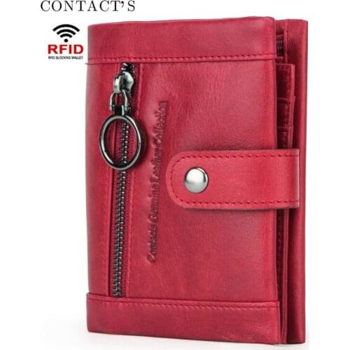 Ladies Wallet RFID Anti-theft Brushed Leather Ladies Wallet Tri-fold Leather Ladies Wallet coin purse