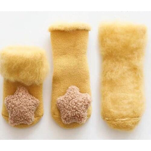 Newborn Winter Shoes velvet thickening non-slip Socks Boy Girl stereo doll baby terry socks brush floor socks Todder Warm Shoes