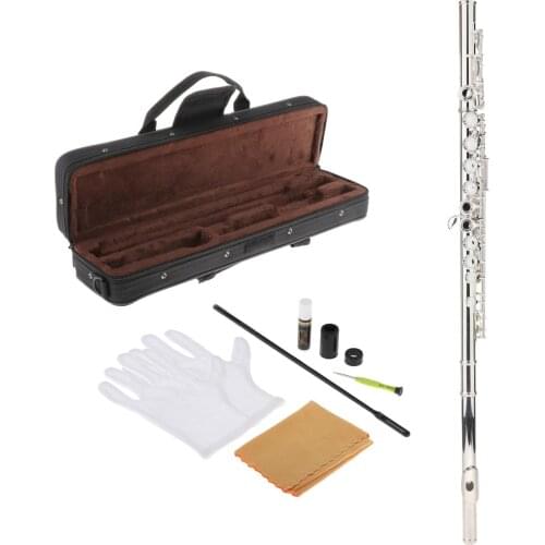 1Set Musical Flute Beginner Student Kids Flute Musical Instrument for All Levels Silver Plated