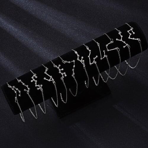 12 Horoscope Zodiac Sign Starry Sky Pendant Necklace Men Women Aries Leo Aquarius Scorpio Capricorn Constellations Jewelry Gifts