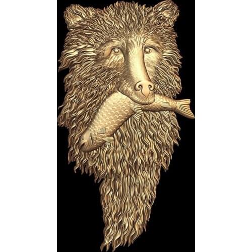 3d STL Model Animal Decor for CNC Router Engraver Carving Machine Relief Artcam Aspire- Biting fish CNC files