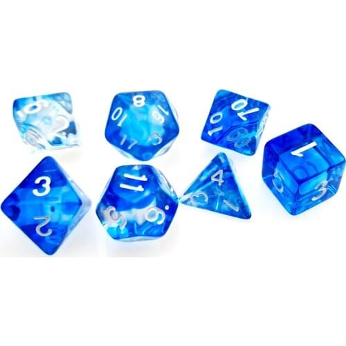 Rollooo Nebular Translucent Blue Polyhedral Dice Set