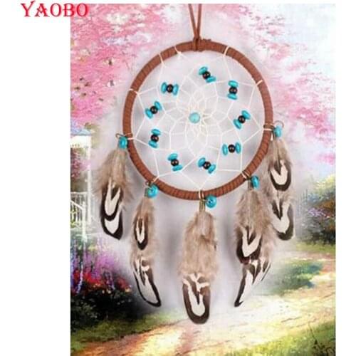5D diy Diamond Painting Sticking cross-stitch Dream Catcher feather diamond Embroidery Diamond Mosaic Picture Rhinestone Decor