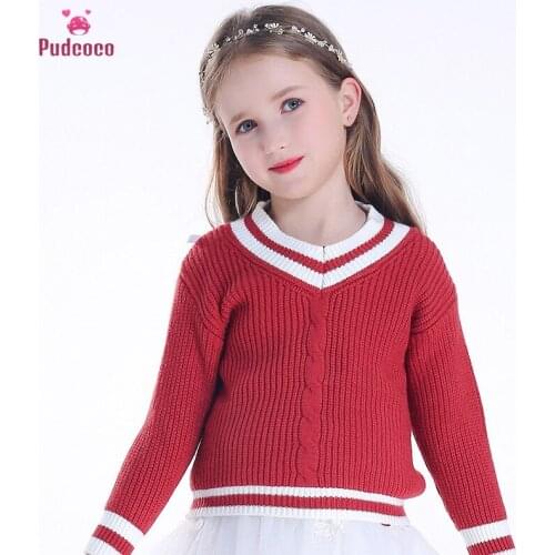 Pudcoco Brand Baby Girls Boys Clothes Autumn Winter Warm V Neck Long Sleeve Striped Sweaters Bebe Clothing Outfits