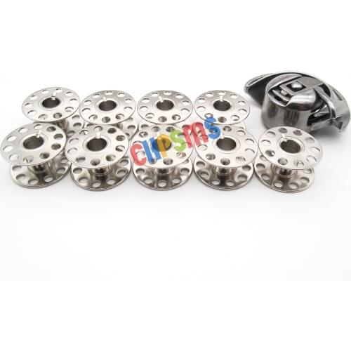 Hook#2515 & BOBBIN CASE#15277 & BOBBINS 2518 10PCS Compatible with SINGER 15class & Elna,Kenmore,Brother
