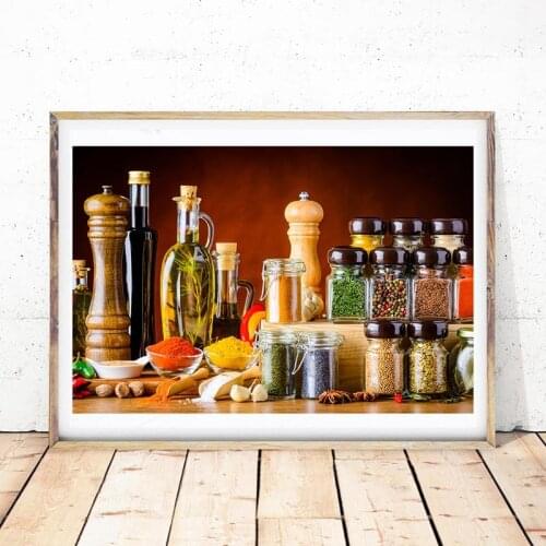 Colorful Food Spices Wall Art Canvas Posters Prints Painting Wall Pictures Kitchen Dining Room Living Room Home Decor Framework