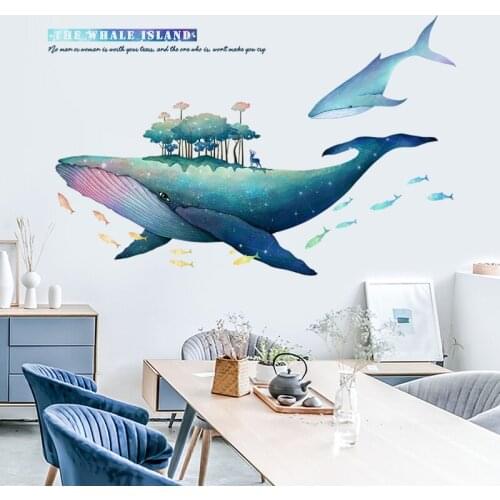 DIY Whale PVC Wall Sticker Creative Living Room Bedroom Bathroom Wall Decal Decor Aesthetic for Boy Girl Kids Teenager Wallpaper