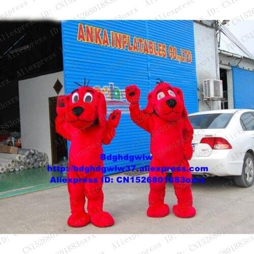 Long Fur Red Clifford Dog Mascot Costume Adult Cartoon Character Outfit Suit Grand Bodog Casino Large Family Gathering zx1903