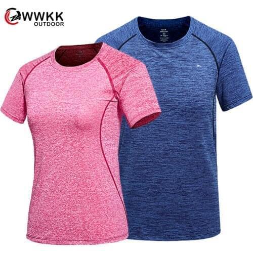 WWKK Couple Solid Colors T-Shirt Top Summer Breathable Breathable Mountaineering Short Sleeve Shirt Casual Tees Hiking T-Shirts