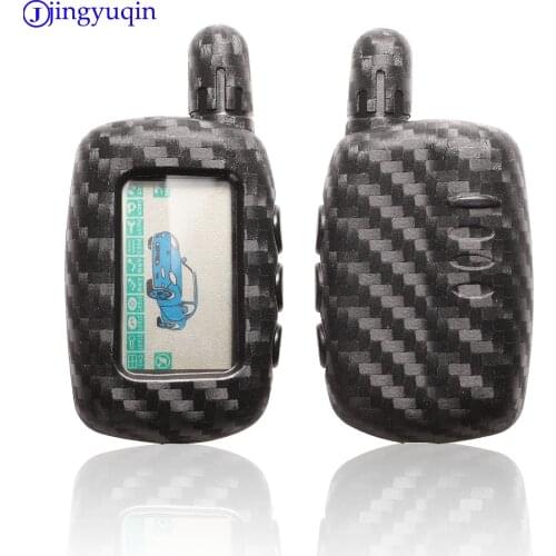 Jingyuqin 10p 2-way LCD Remote KeyChain A9 Carbon Silicone Case For Two Way Car Alarm System Twage Starline A9