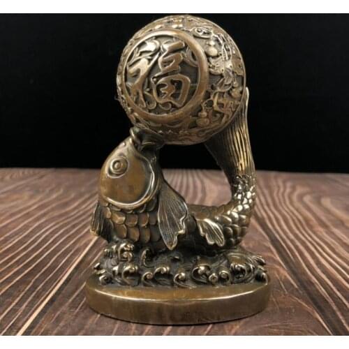 China brass archaize blessing fish crafts statue
