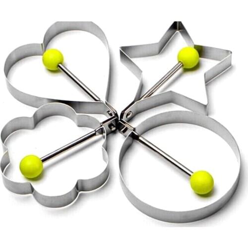 Creative Four Shapes Stainless Steel Fried Egg Maker Pancake Mold Home DIY Breakfast Egg Sandwich Kitchen Baking Utensil Tools