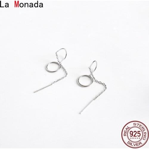 La Monada Silver 925 Earring Women Long Hanging Earrings Tassel Round Circle Dangle Earrings For Women Fine jewelry for woman