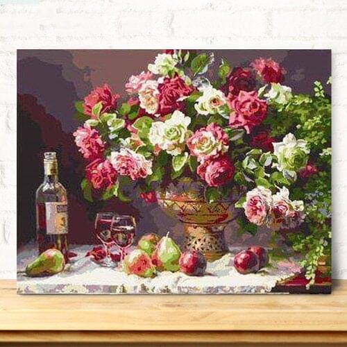 MaHuaf-X305 Frameless 50x65 date rose DIY Painting By Numbers Acrylic Picture Wall Art Canvas Painting Hand Painted Home Decor