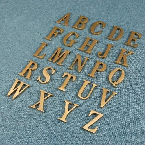 A-Z 0-9 Pure Copper Alphabet Letters Adhesive Brass Numerals Combination For House Numbers Hotel Home Door Baby Name DIY Decor