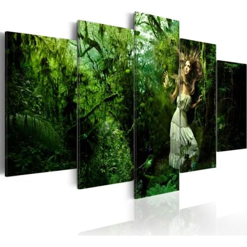Lost In Greenery Home Wall Decoration Five Piece Set Canvas Printing Drawing Living Room Modern Space Art