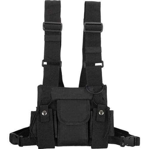 Adjustable Black Vest Hip Hop Streetwear Functional Harness Chest Waist Pack Chest Bag Fashion Nylon