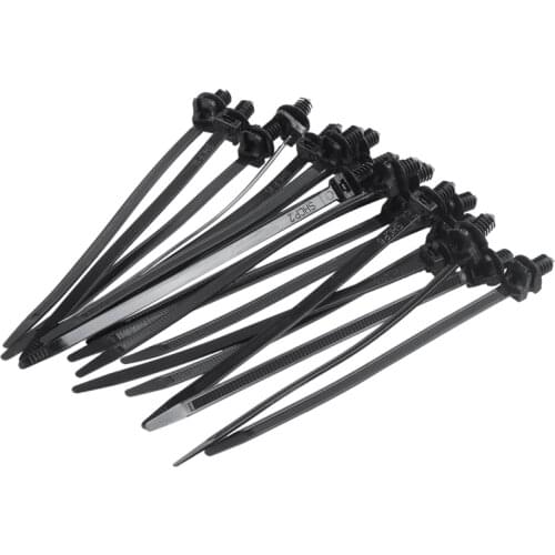 Nylon Push Mount Car e Cable Zip Tie, 162mm Length, 20 Pcs, Black
