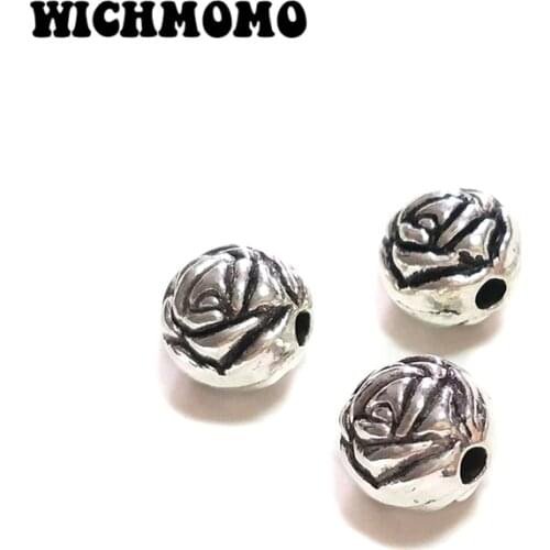 New 10pieces/bag 10MM Fashion Cute Rose Shape Zinc Alloy Metal Beads for DIY Bracelet Necklace Jewelry Accessories