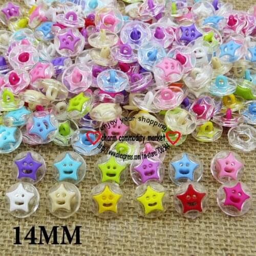 50PCS Star Buttons Smile Face Children Button KIDS Clothes Accessory Jewelry Charms P-072