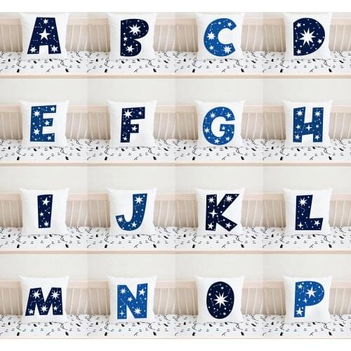 Letter Alphabet White Cushion Cover Baby Kids Pillows Cute Home Decoration Pillow Cover with Zipper New Baby Present