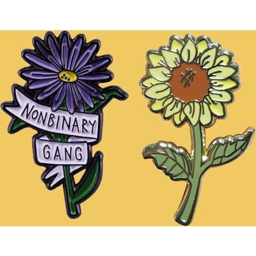 SP511 Flower Metal Enamel Pin and Brooches Bag Clothes Lapel Pin badge brooch Women denim shirt lapel pins