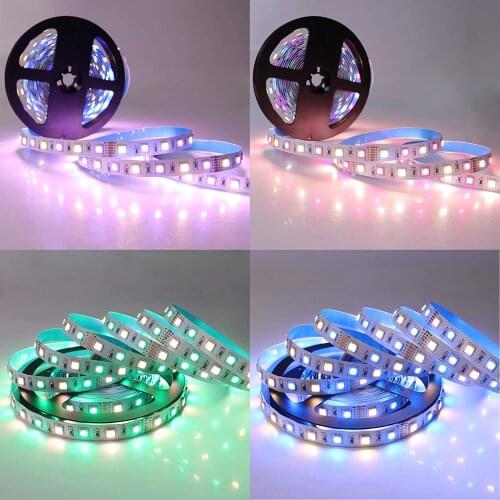 16.4Ft DC12V 14.4W 12MM FPBC 300Leds 5050 SMD LED Strip Light RGB+CCT Dual White Color Changing and Color Temperature Adjustable