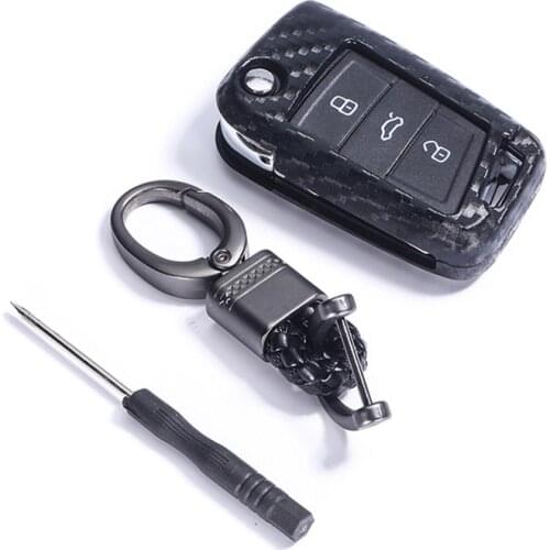 Carbon Fiber silicone Car Key Case Cover For Volkswagen VW Golf 7 MK7 Tiguan mk2 for Skoda Octavia A7 Kodiaq 2017 2018 2019