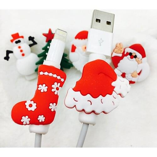 Christmas style USB Charger Cable Protector Case Earphone Cord Sleeve Wire Cover Data line Protector for iphone/samsung/huawei