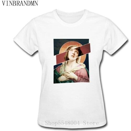 Women Pulp Fiction Virgin Mary Mia Wallace Cotton T Shirt Movies Tshirt Kawaii Christmas T-Shirt Female Clothes Girls Streetwear