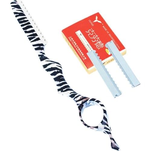 Meisha 1Pcs Salon Barbers Hair Thinning Razor 10pcs Blades Hairdressing Cutting Razors Removal Tools Change Blade Knife HC0005