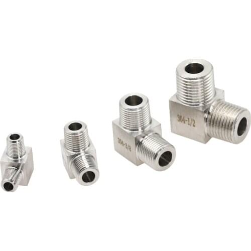 1pcs Right Angle Conversion High Pressure 1/8" 1/4" 3/8" 1/2" NPT Male 90 Degree Pipe Fitting 304 Stainless Steel Water Gas Oil