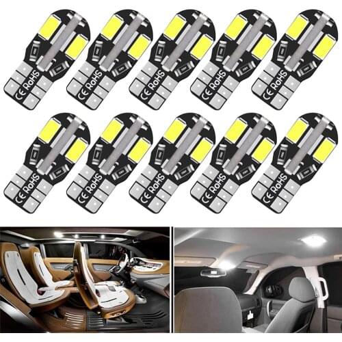10 pieces T10 LED Bulbs Canbus 5730 8SMD 12V 6000K 194 168 LED Signal Lamp Reading License plate Lamp Brake trunk light