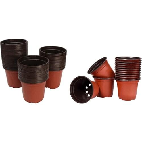 100 Pcs Plastic Flower Seedlings Nursery Supplies Planter Pot/Pots Containers, 50 Pcs 8.26Inch & 50 Pcs 7 Inch