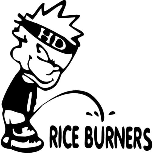 15*15CM Piss On Rice Burners Funny Vinyl Decals Window Decoration Car Sticker C8-1505