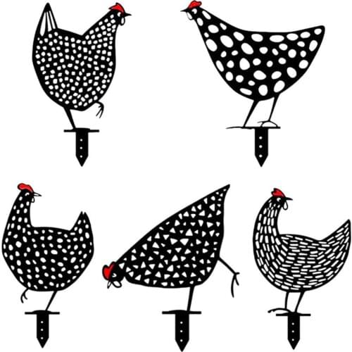 5pcs Acrylic Chicken Decor Hollow-Out Chicken Yard Art Sign Home Garden Lawn Ornament