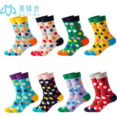 8 pairs per set New Style Autumn and Winter Womens Socks European and American Style Cotton Dot Pattern Socks Wholesale