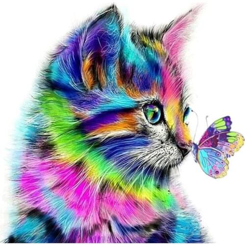 Full Square Drill 5D DIY Diamond Painting "Cat butterfly" 3D Embroidery Cross Stitch 5D Home Decor Gift