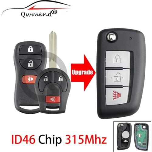 For Nissan Car Key 3 Buttons KBRASTU15 Car Remote Key for Nissan Xterra Versa Armada Frontier Sentra Murano 315Mhz ID46 Chip